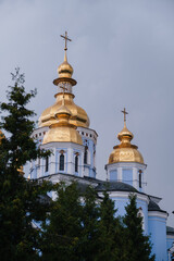 Fototapeta na wymiar St Michael’s Monastery in Kiev before storm, Ukraine