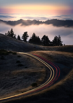 A sunset cruise along the slops of Mt. Tamalpais, Marin County, California