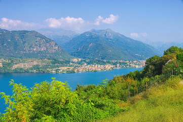 Fototapeta na wymiar Blick auf den Ortasee in Oberitalien - View of Lake Orta in Italy