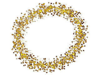 Gold confetti isolated object, luxury metallic made with golden sparkles, shiny overlay design element