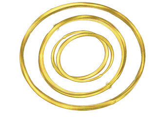 3d golden ring, metallic spiral, thick gold circles isolated on white background, luxury design elements for overlay ideas