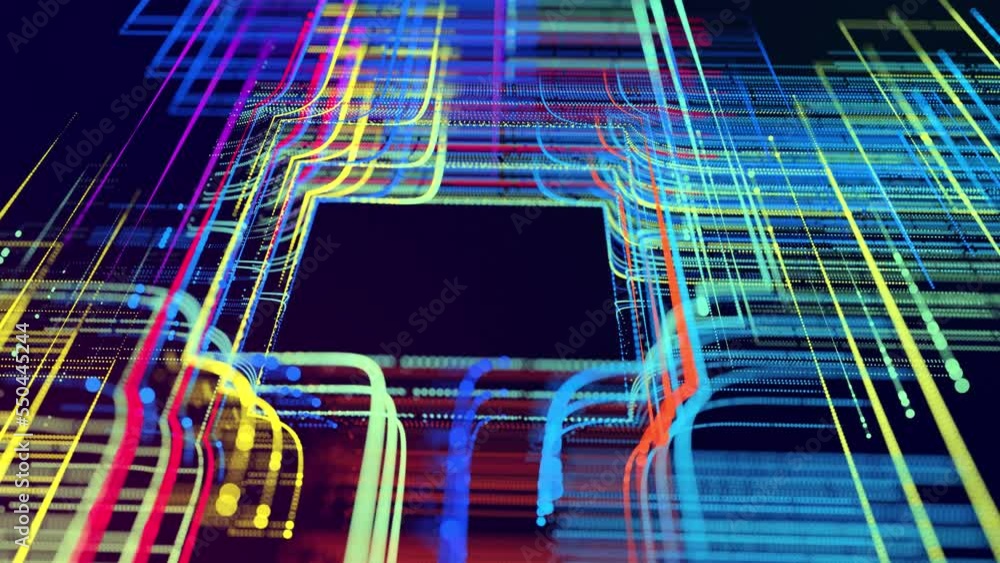 Poster info concept lines, nodes and socket. vj loop hologram abstract background sci fi theme, information