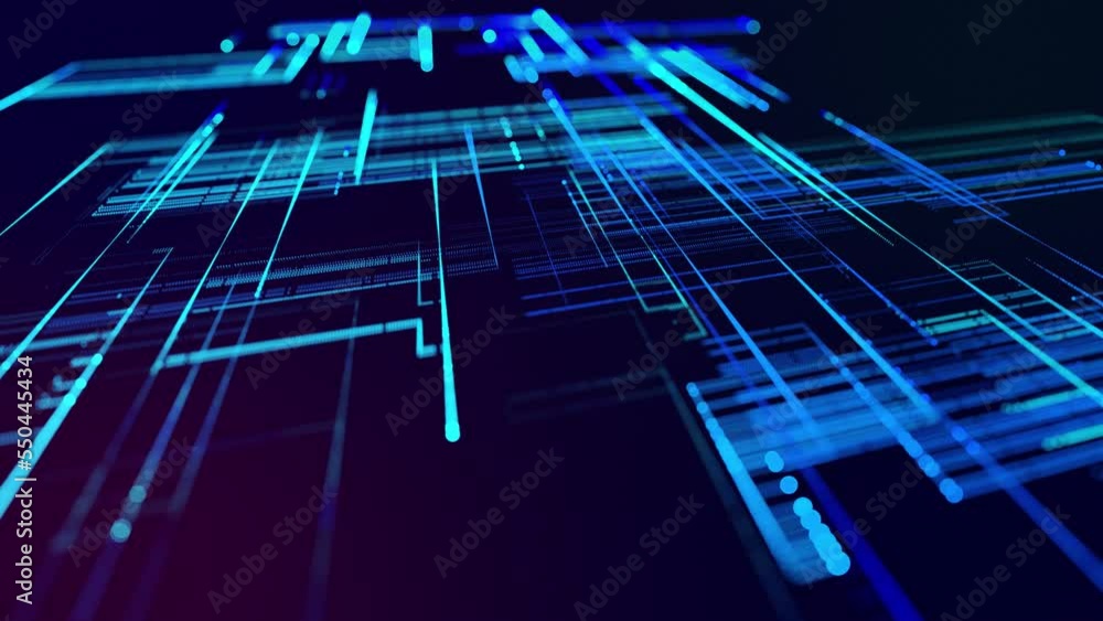 Poster info concept lines, nodes and socket. vj loop hologram abstract background sci fi theme, information