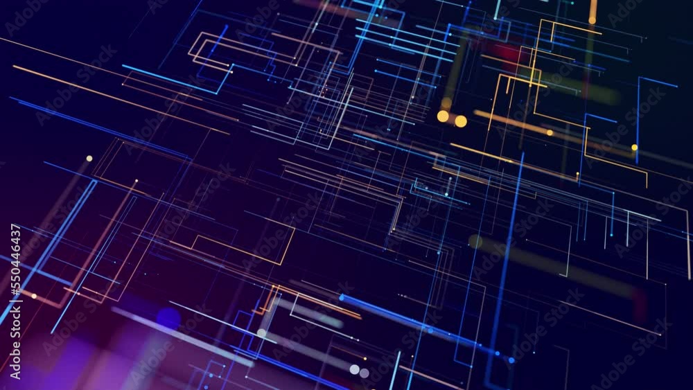 Poster info concept lines and nodes. vj loop hologram abstract background sci fi theme, information blocks,