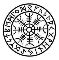 Aegishjalmur viking helm of awe runes pendant vector