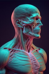 Human anatomy with soft peaks and soft lighting trace