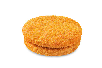 Prepared fish cutlets on a white isolated background