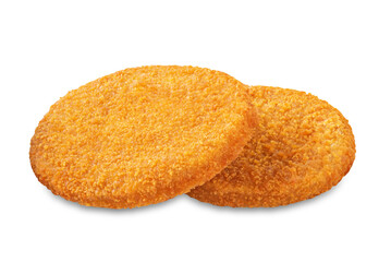 Prepared fish cutlets on a white isolated background