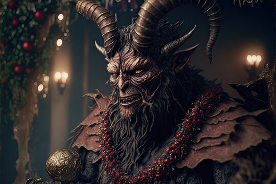 Krampus the Christmas Devil portrait art
