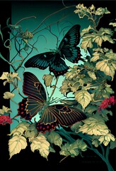 Midjourney abstract render of butteflies