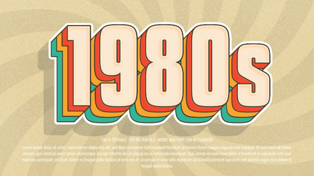 Vintage 1980s 3d Sticker Style Editable Text Effect