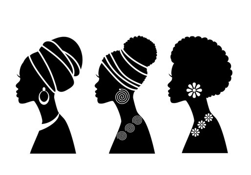 Beautiful black women, beauty, fashion, portrait, illustration over a transparent background, PNG image