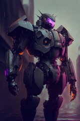 Robot mecha warrior design concept character art.