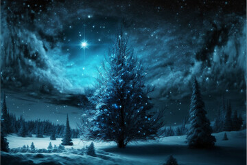 Christmas tree, Winter, Snow