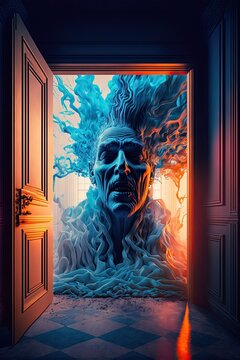 Surreal insanity portrait character art 