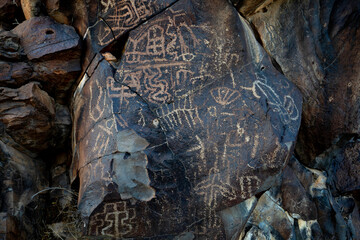 ancient rock art in the Mojave desert in California 