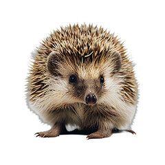 Obraz premium Wild hedgehog isolated on transparent background closeup photo. Generative AI