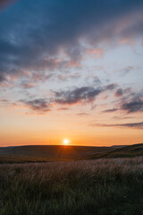 Peak District National Park, sunset time, summer,  England's landscape