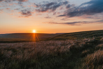 Peak District National Park, sunset time, summer,  England's landscape