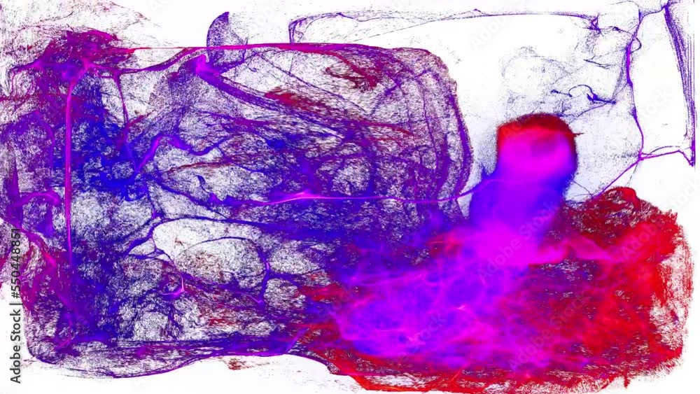 Aufkleber cloud of particles on white bg. multicolored particles spread in camera like ink effect. emitter emi
