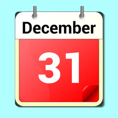 day on the calendar, vector image format, December 31