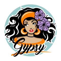 Poster Modern beautiful gypsy woman logo © val1982