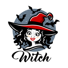 Modern creative witch logo. Halloween