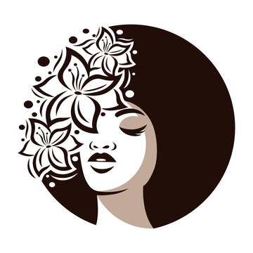 Beautiful african woman and beauty logo