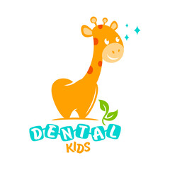 Modern tooth giraffe pediatric dentistry logo