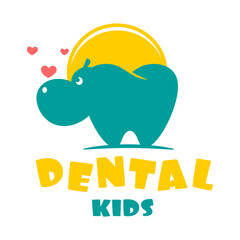 Modern tooth hippo pediatric dentistry logo