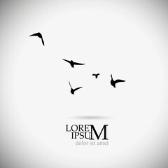 A flock of flying birds. Free birds logo. Vector illustration