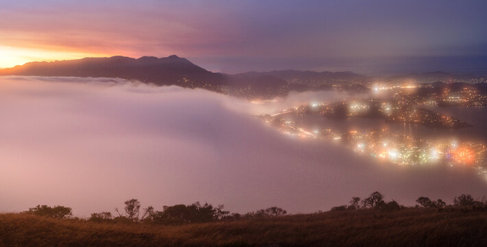 Beautiful clouds and evening light, in the Marin Headlands, California. 