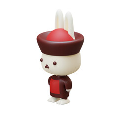 Isometric 3D Render Chinese Rabbit Character 05