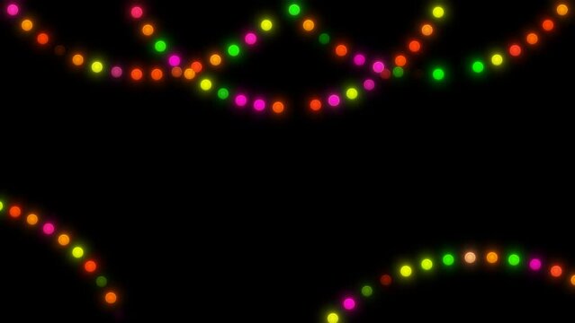 alpha channel new year and Christmas colorful string lights, transparent shiny and glowing lights