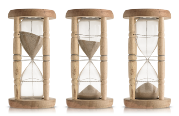 Set of vintage hourglasses isolated