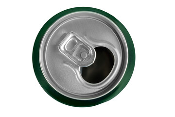 Top view of metal can on a white isolated background