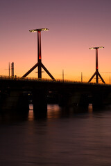 highway bridge at sunset