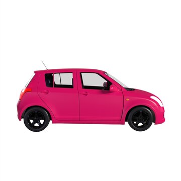 Pink Car Isolated On White Background