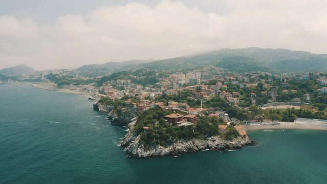 Aerial vierw of Zonguldak City landscape. 4K Footage in Turkey