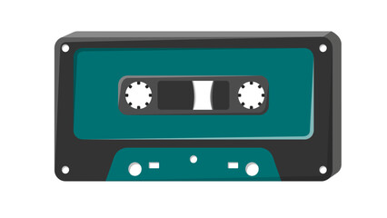 Fototapeta premium Old retro vintage green music audio cassette for audio tape recorder with magnetic tape from 70s, 80s, 90s. isometry icon. Vector illustration