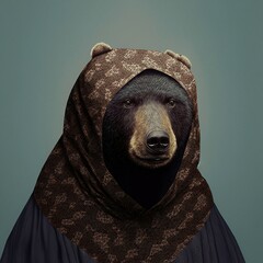 portret of a bear wearing clothes - obrazy, fototapety, plakaty