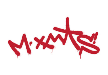 Spray graffiti tag ''M.Xmas'' (abbreviation ''Merry Christmas'') isolated on white.