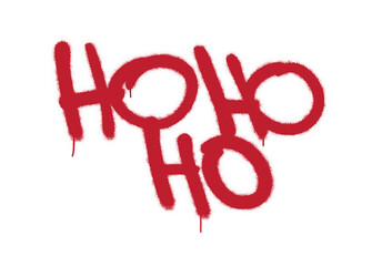 Spray graffiti tag Ho-ho-ho. Holiday greetings quote isolated on white. 