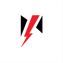 M letter vector logo design with thunderbolt.