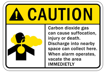 caution sign and label carbon dioxide denger - obrazy, fototapety, plakaty