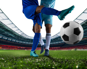 Soccer  player play with soccerball during a football match