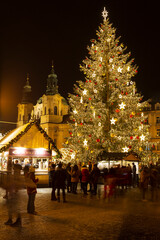 Fototapeta na wymiar Christmas Mood on the night Old Town Square, Prague, Czech Republic