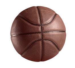 Isolated close-up of a brown ball of basketball sport