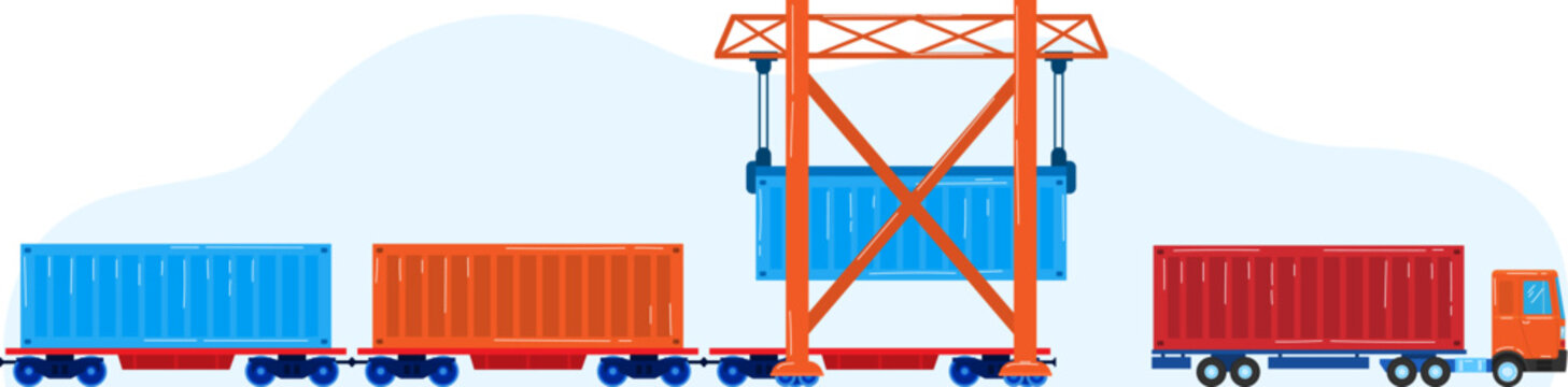 Cargo truck container for huge transport, vector illustration. Delivery transportation box, freight business logistic at car design.