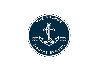 marine retro emblems logo with anchor, anchor logo - vector